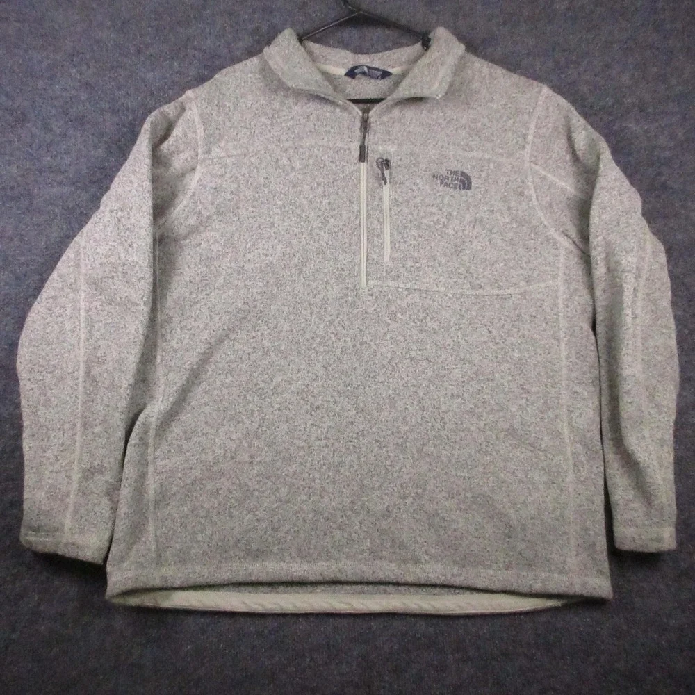The North Face Sweater Mens 2XL Gray 1/4 Zip Fleece Gordon Lyons Pullover Logo